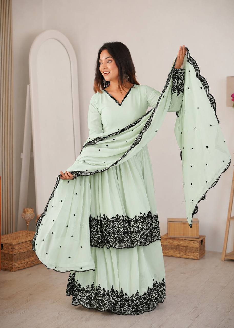 Faux Georgette Embroidered Suit Set