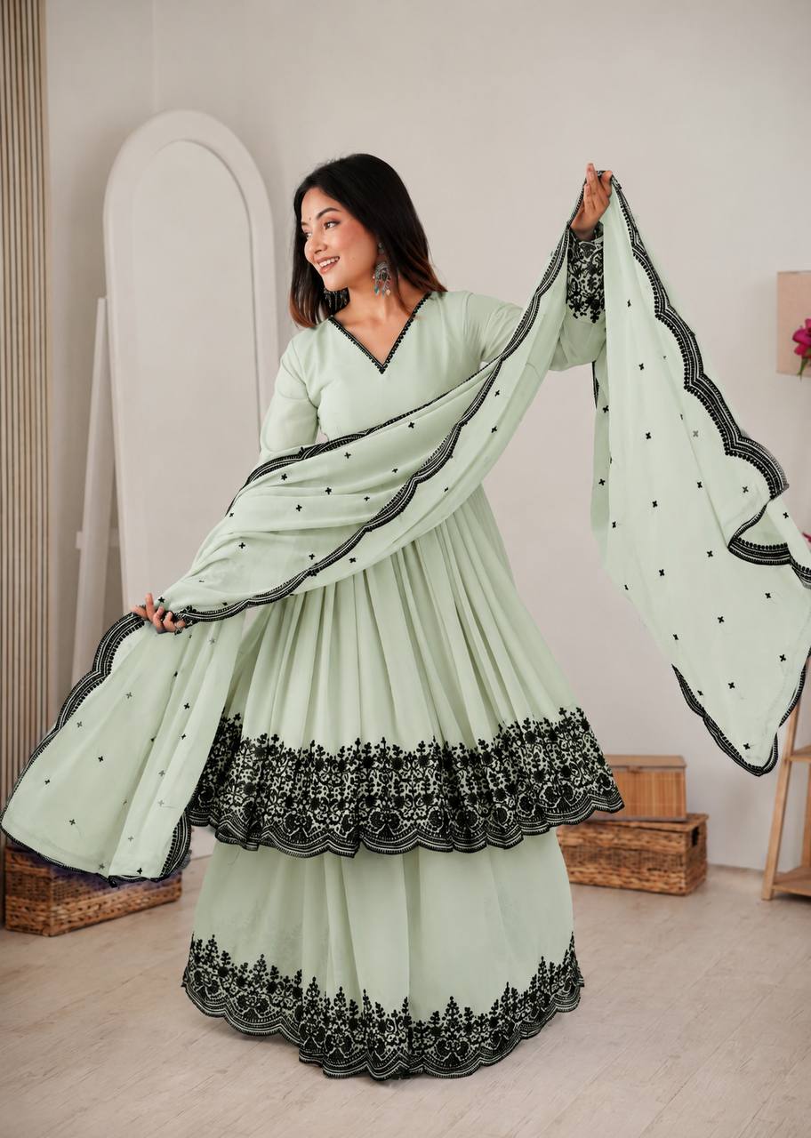 Faux Georgette Embroidered Suit Set