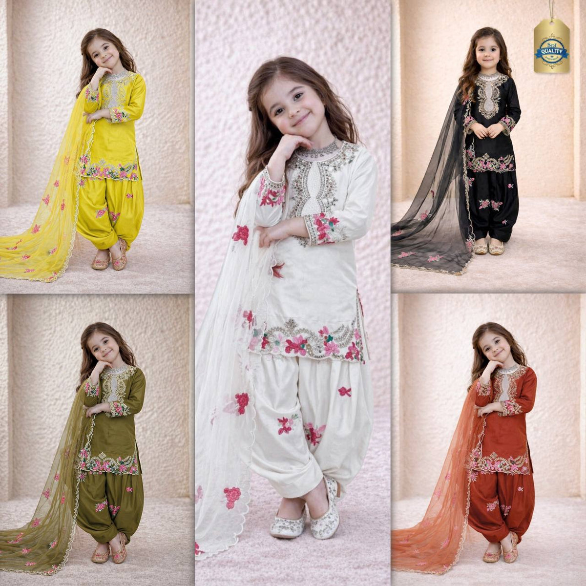 Girls Elegant Natural Crepe Embroidered Salwar Suit