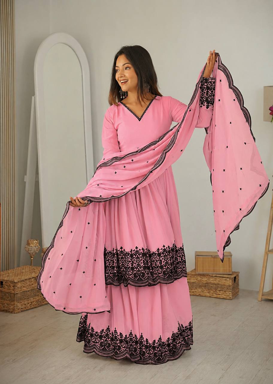 Faux Georgette Embroidered Suit Set