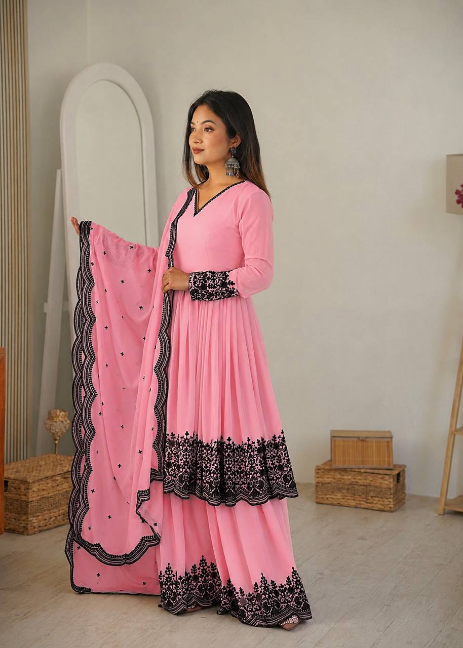 Faux Georgette Embroidered Suit Set