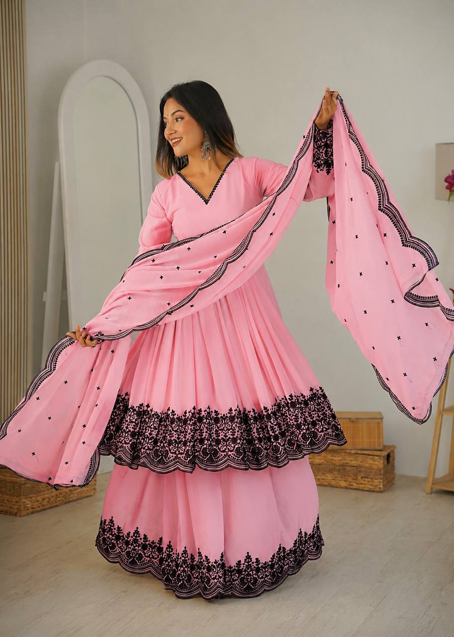 Faux Georgette Embroidered Suit Set