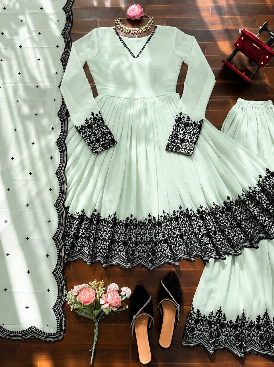 Faux Georgette Embroidered Suit Set