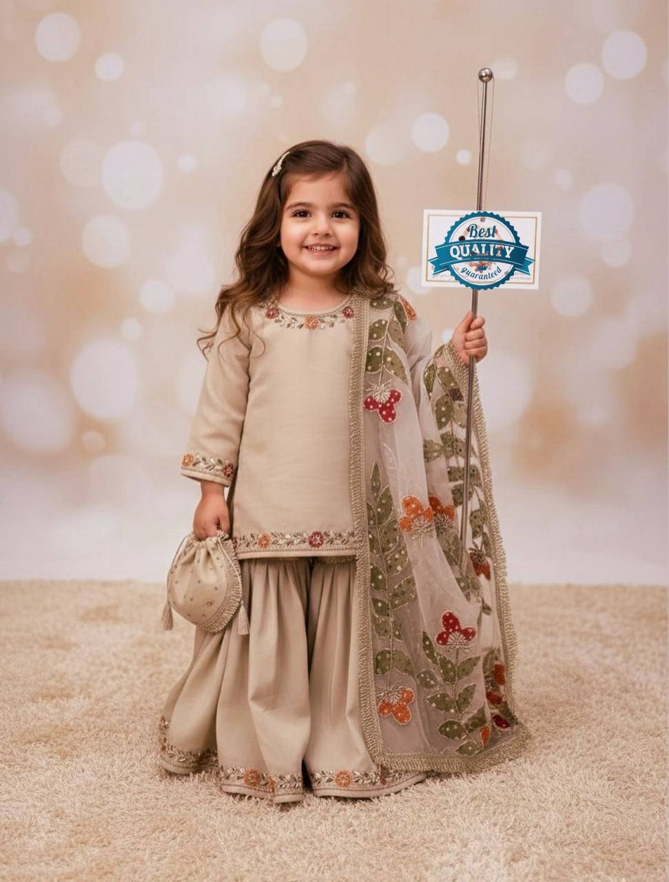 Girls GMY Silk Embroidered Sharara Set
