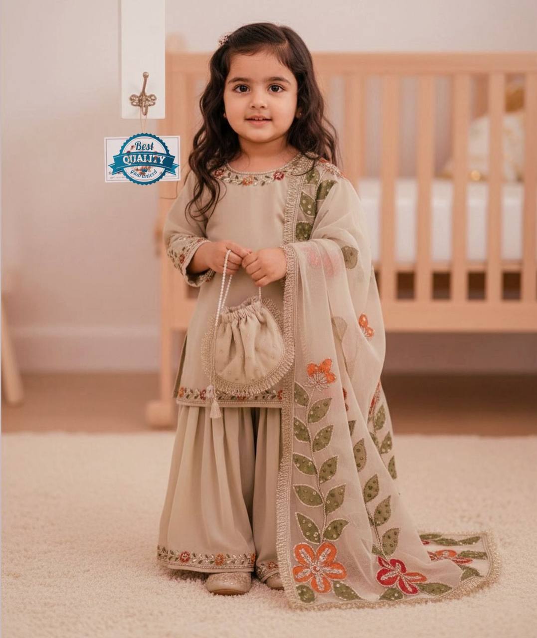 Girls GMY Silk Embroidered Sharara Set