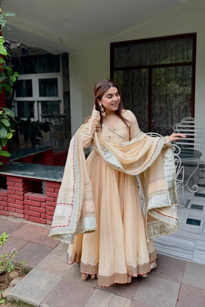 Mirror Work Tabby Organza Silk Anarkali Set