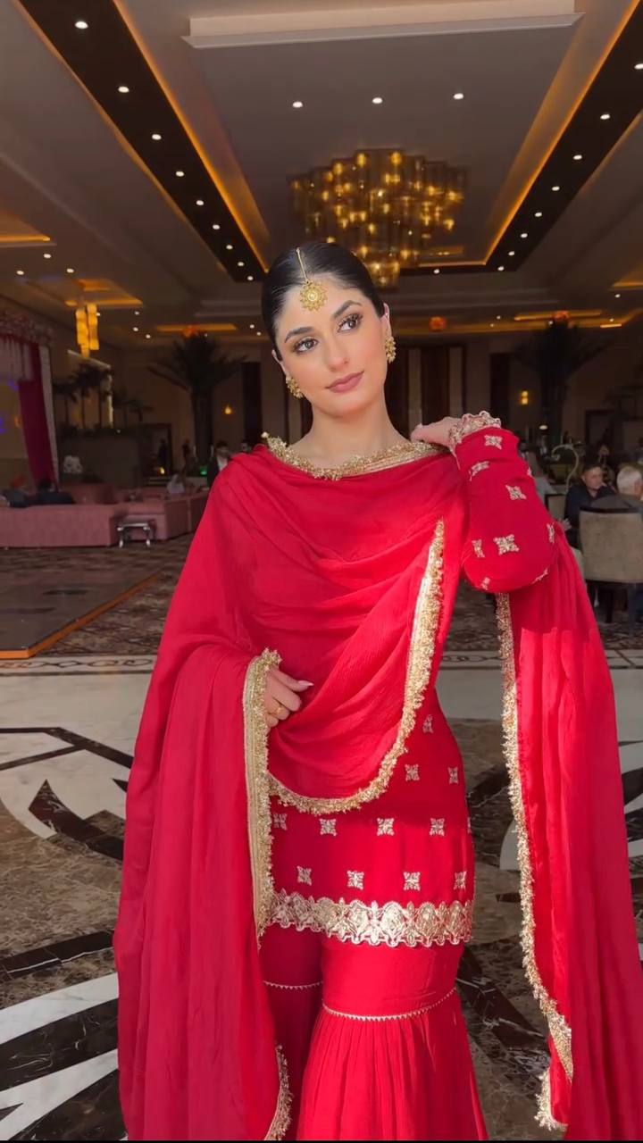 Elegant Faux Georgette Thread Sequin Sharara Suit