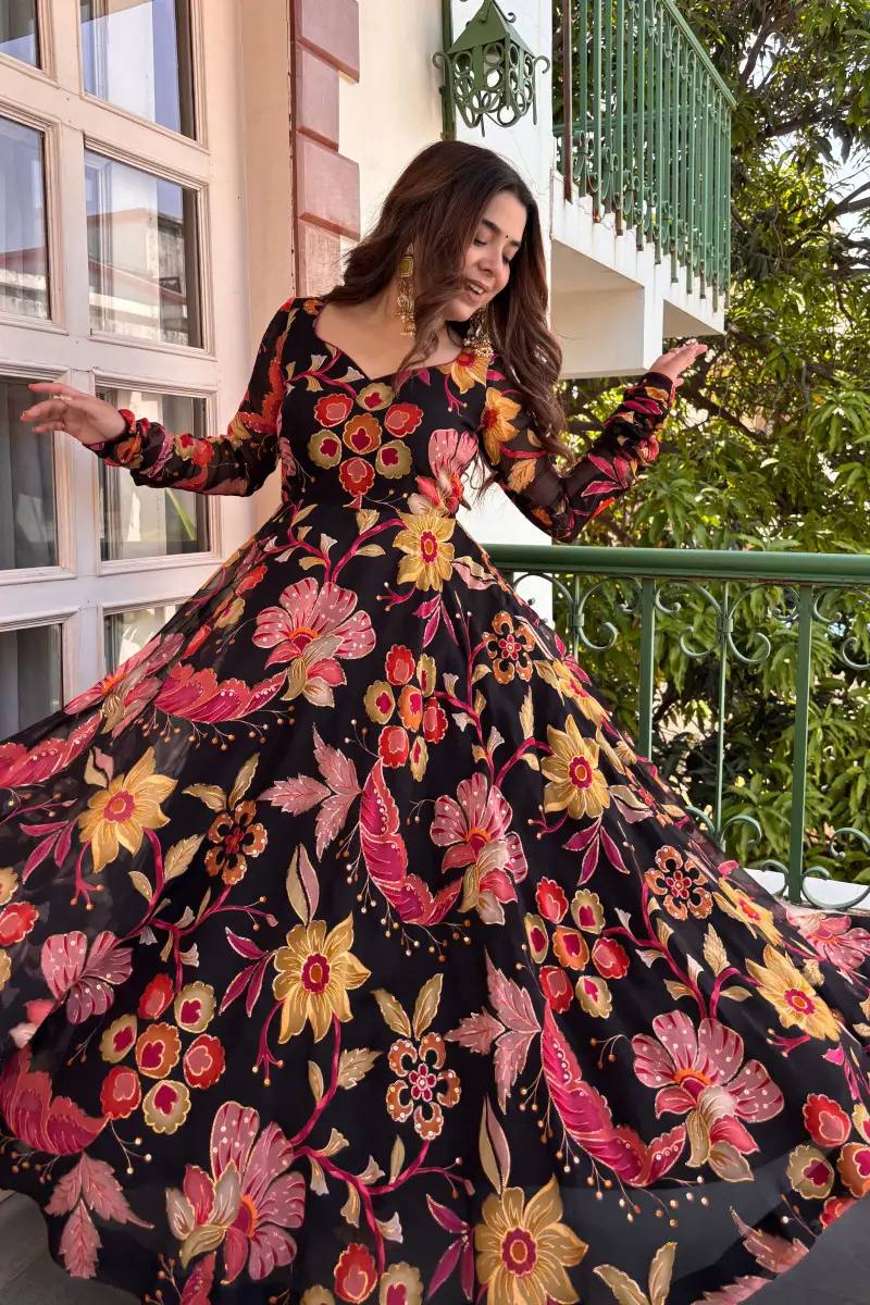 Digital Print Tabby Organza Anarkali Set