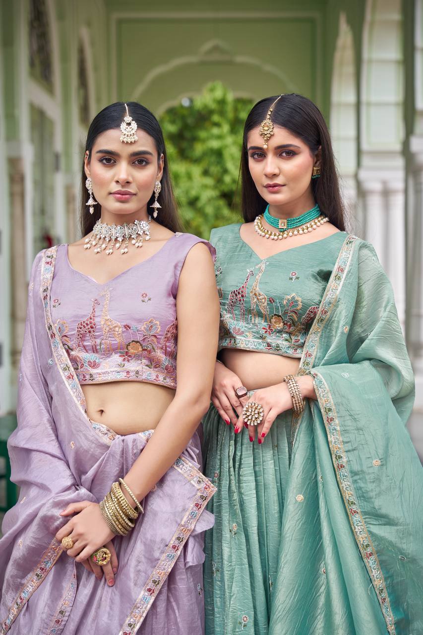 Premium Gold Crush Embroidered Lehenga Choli