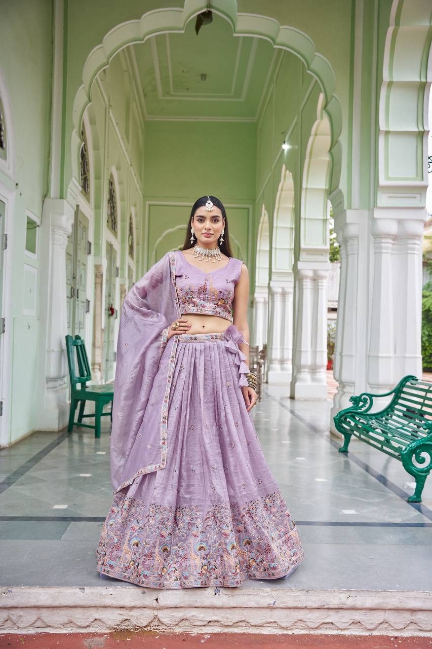 Premium Gold Crush Embroidered Lehenga Choli