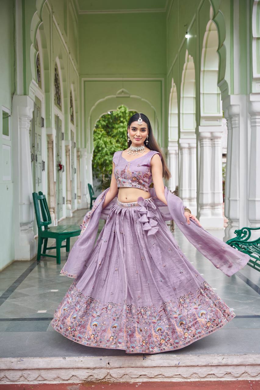 Premium Gold Crush Embroidered Lehenga Choli