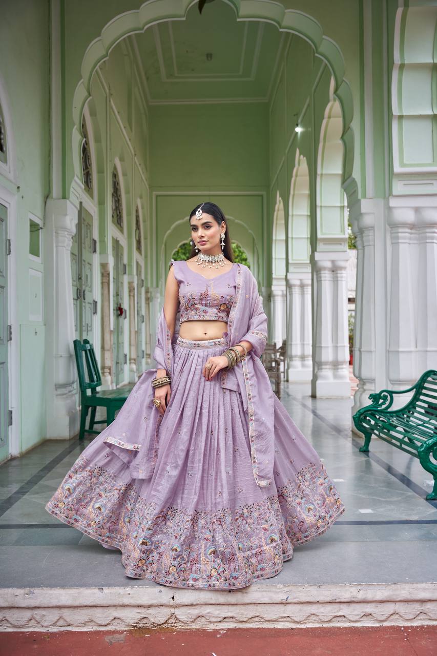 Premium Gold Crush Embroidered Lehenga Choli