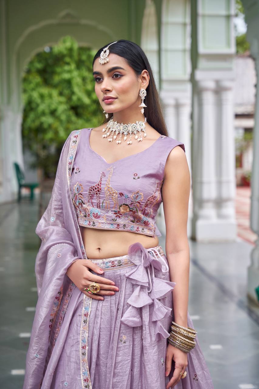 Premium Gold Crush Embroidered Lehenga Choli