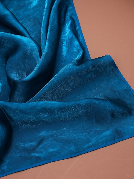 Royal Blue Linen Cotton Saree with Unstitched Blouse