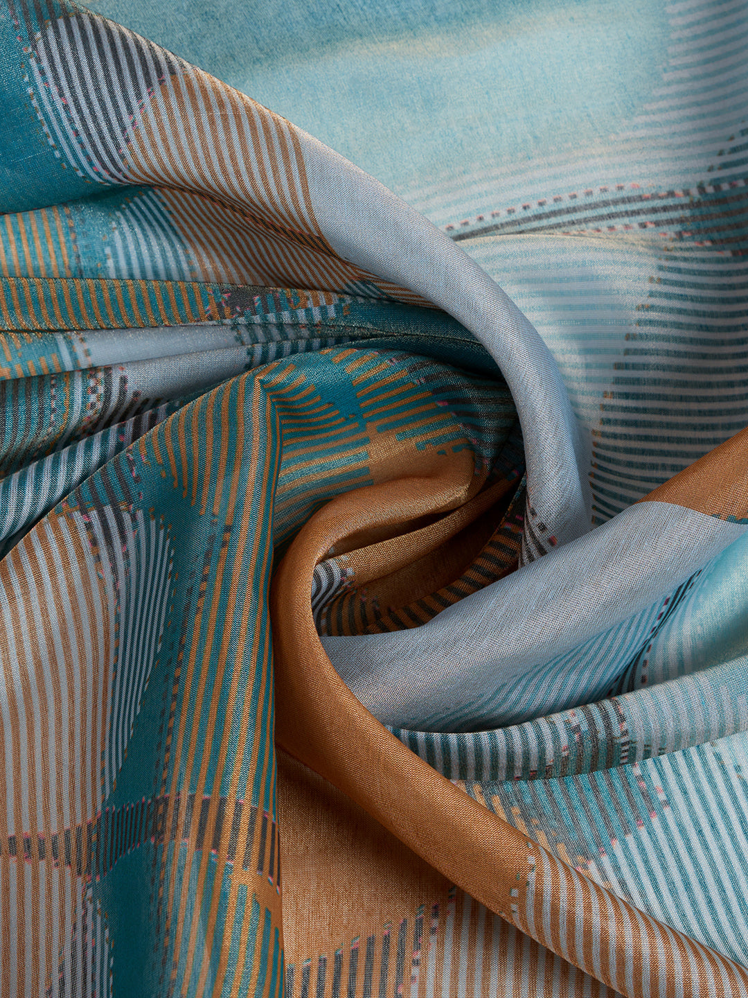 Teal Blue Linen Cotton Saree with Unstitched Blouse