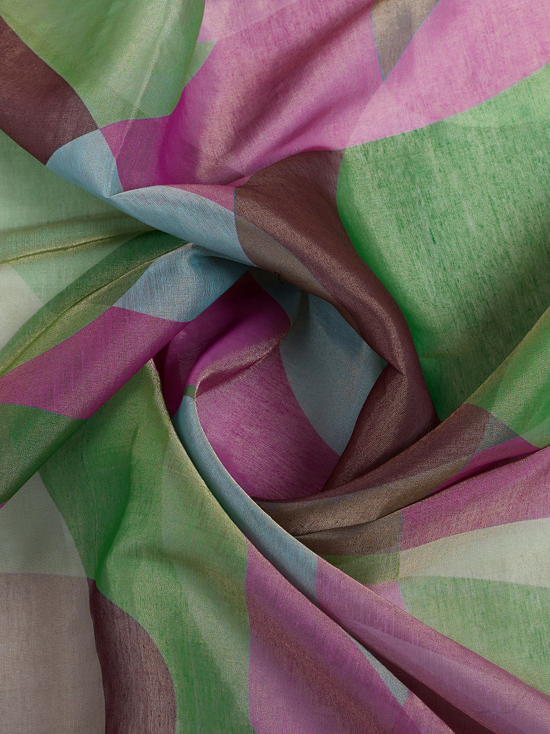 Multicolor Linen Cotton Saree with Tassel Pallu