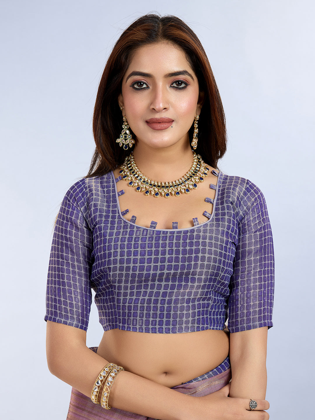 Lavender Linen Cotton Saree with Tassel Pallu