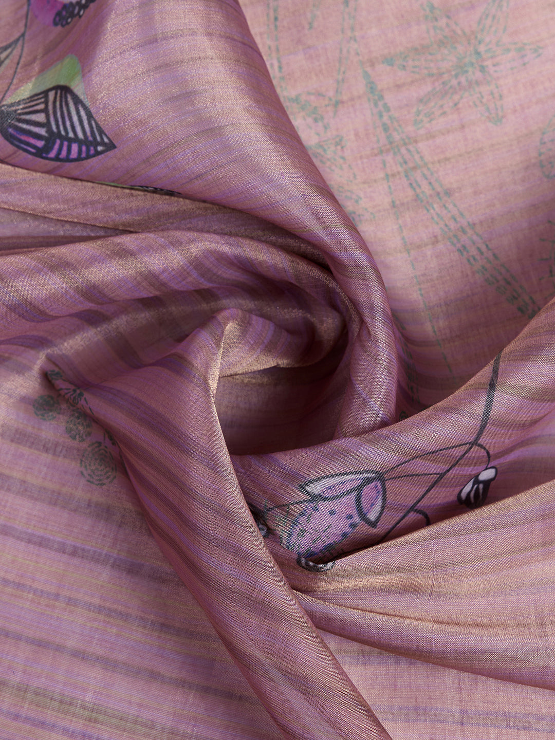 Lavender Linen Cotton Saree with Tassel Pallu