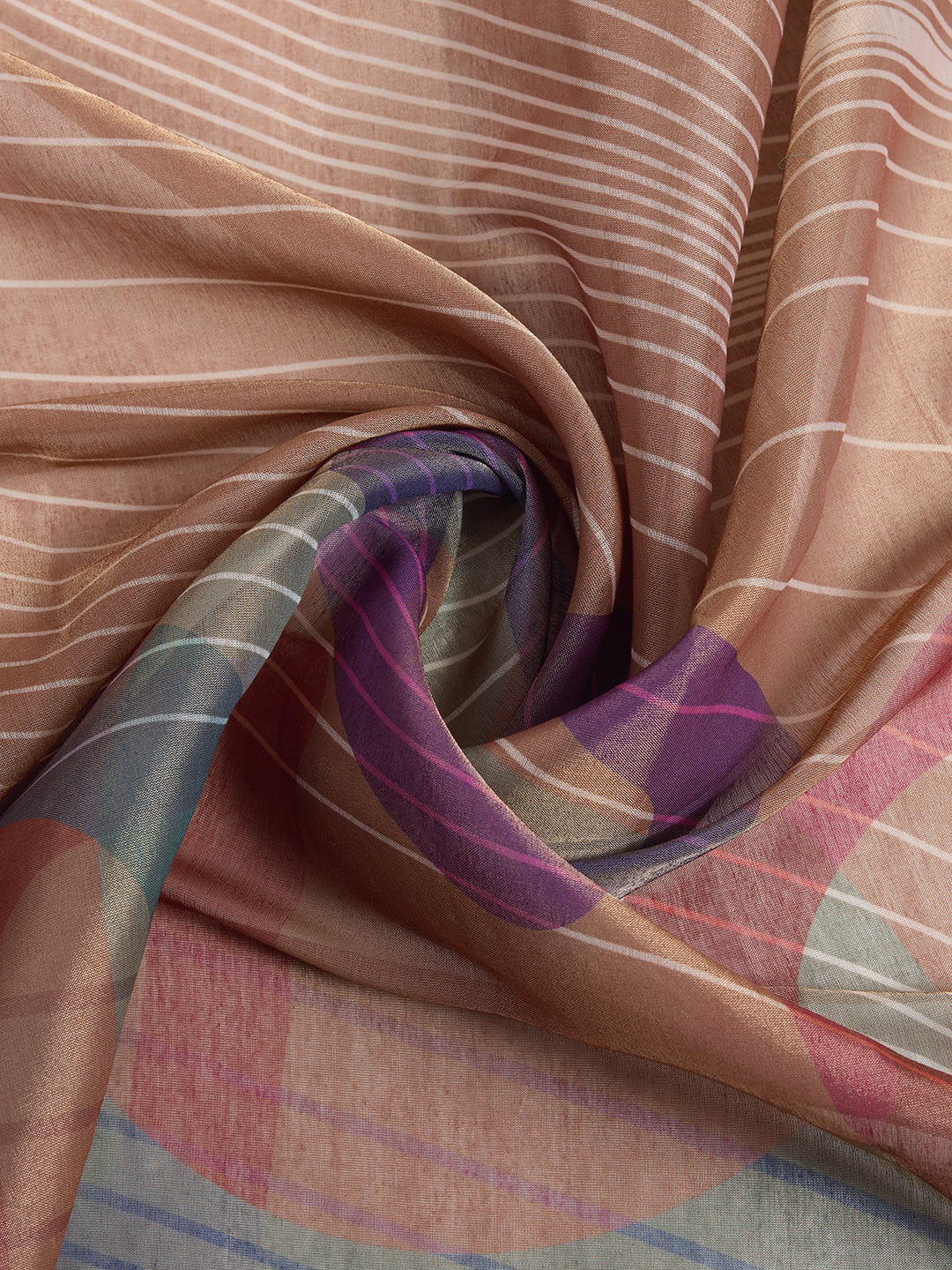 Lavender Printed Linen Cotton Saree with Unstitched Blouse