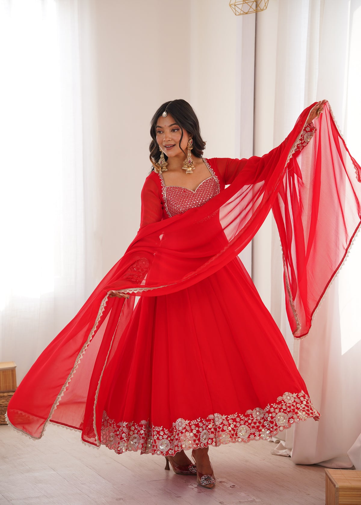 Elegant Sequin Flared Anarkali Se