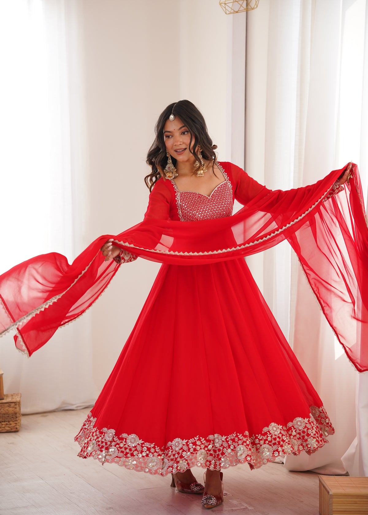 Elegant Sequin Flared Anarkali Se