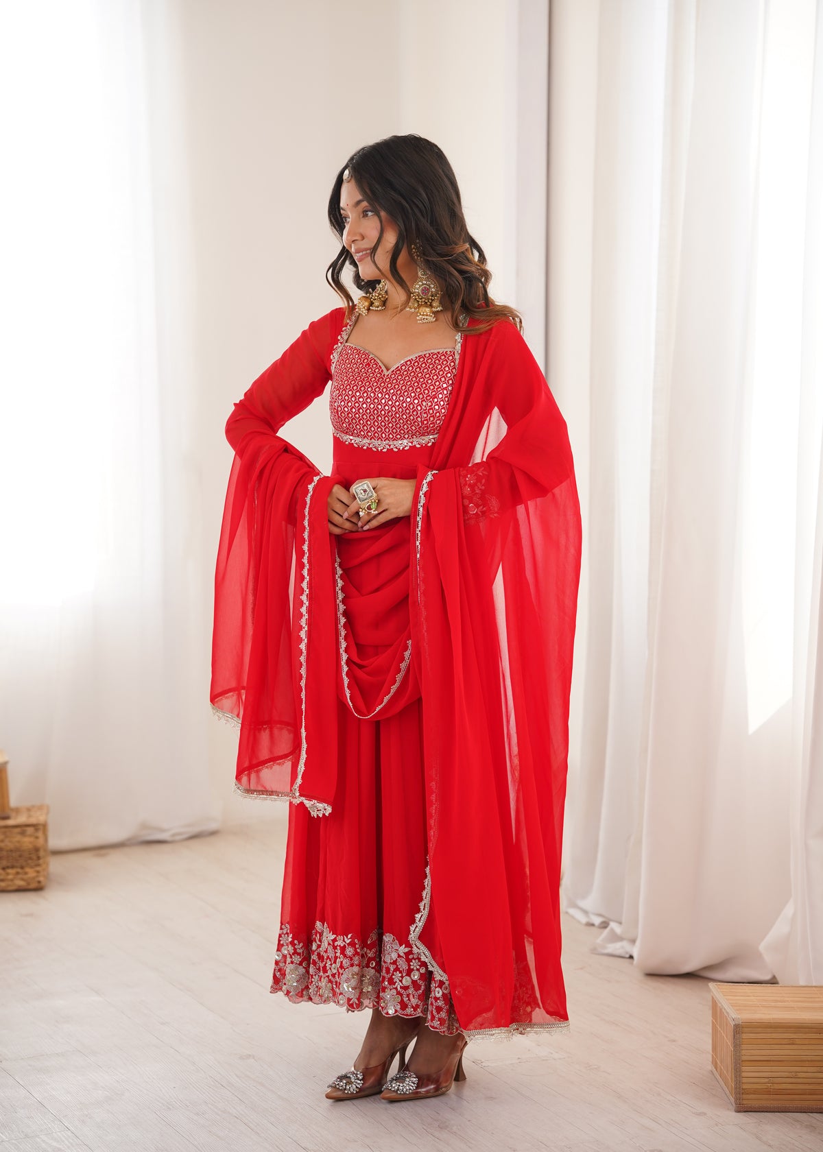 Elegant Sequin Flared Anarkali Se