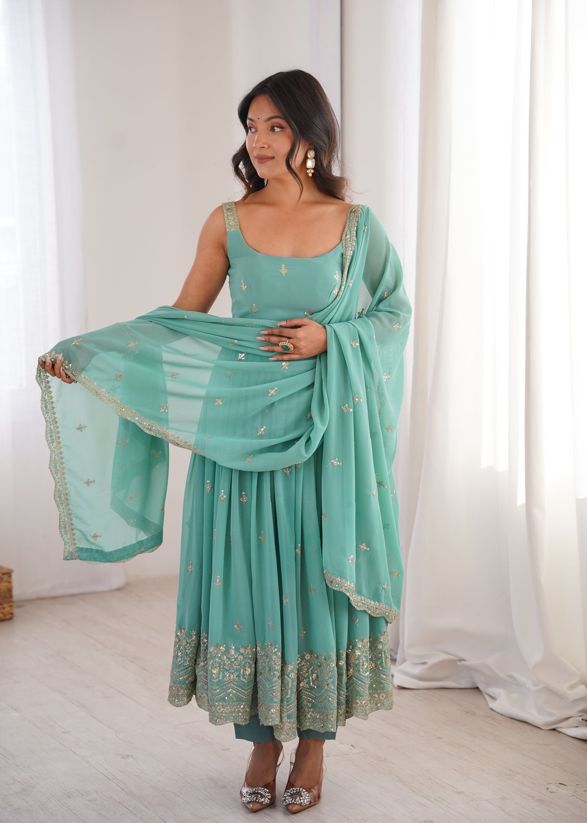 Elegant Embroidered Anarkali Set With Dupatta