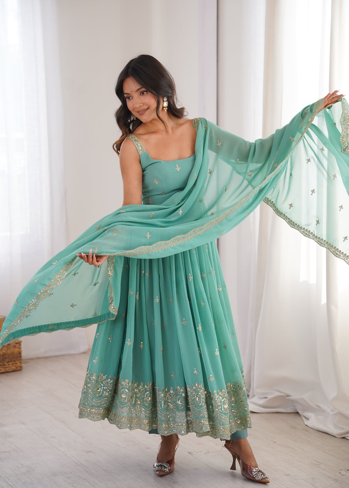 Elegant Embroidered Anarkali Set With Dupatta