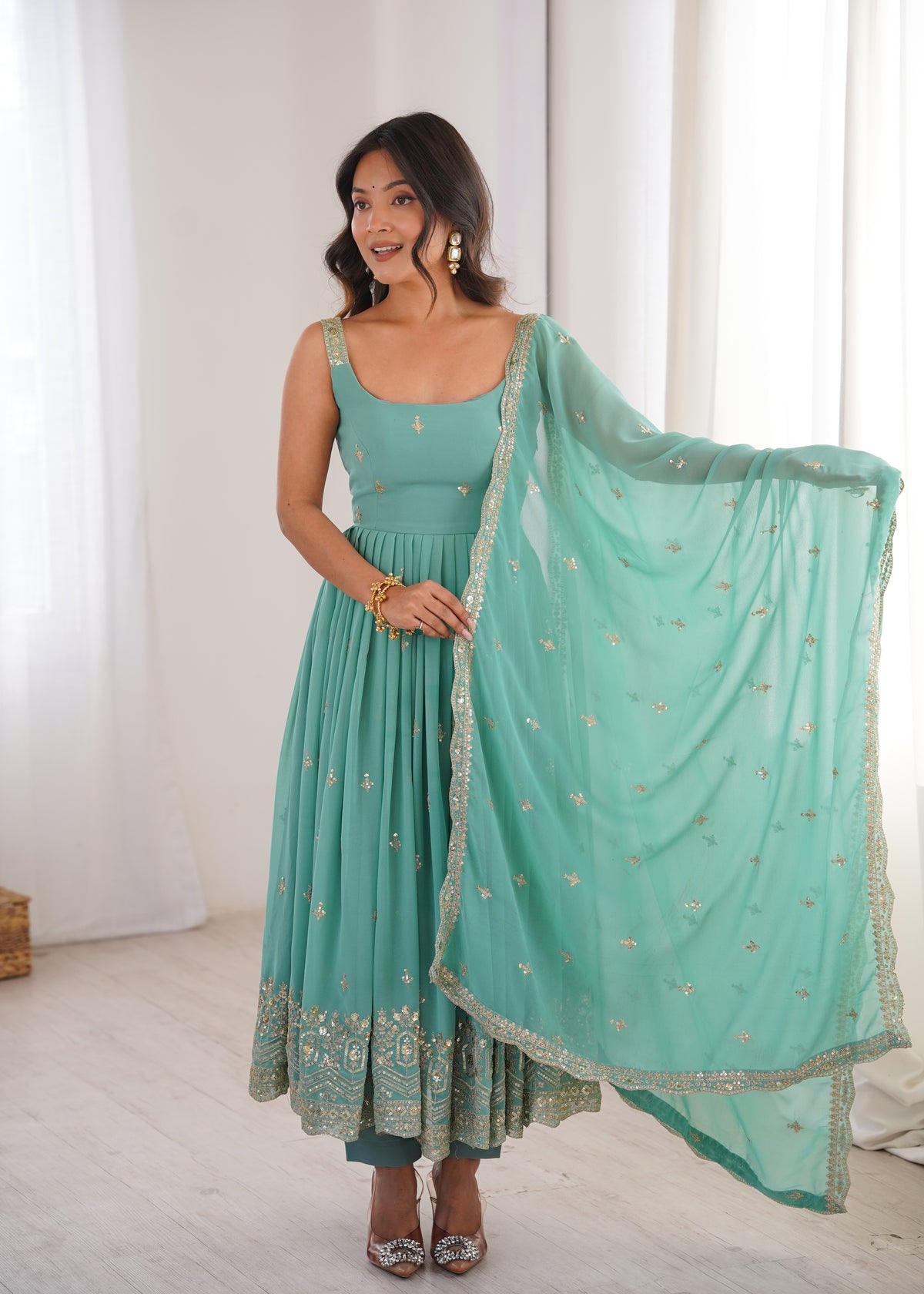 Elegant Embroidered Anarkali Set With Dupatta