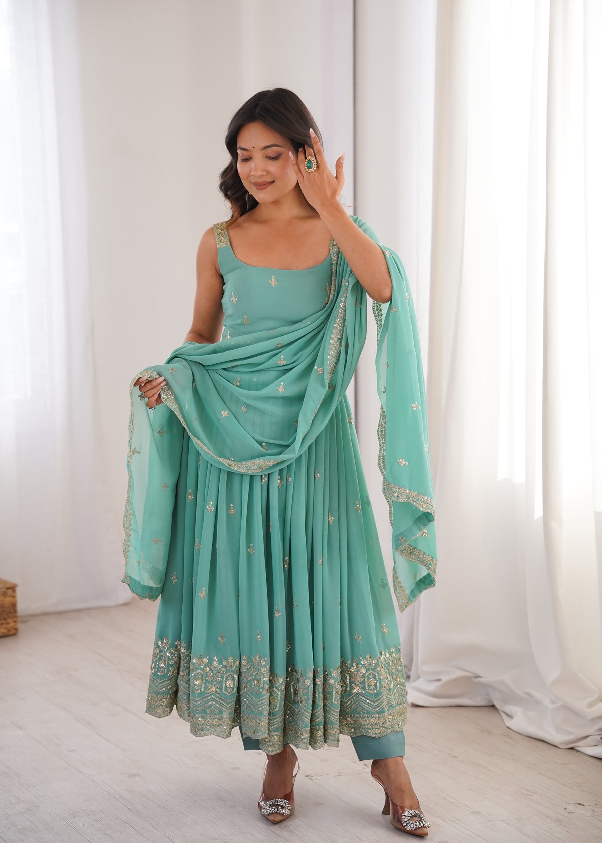 Elegant Embroidered Anarkali Set With Dupatta