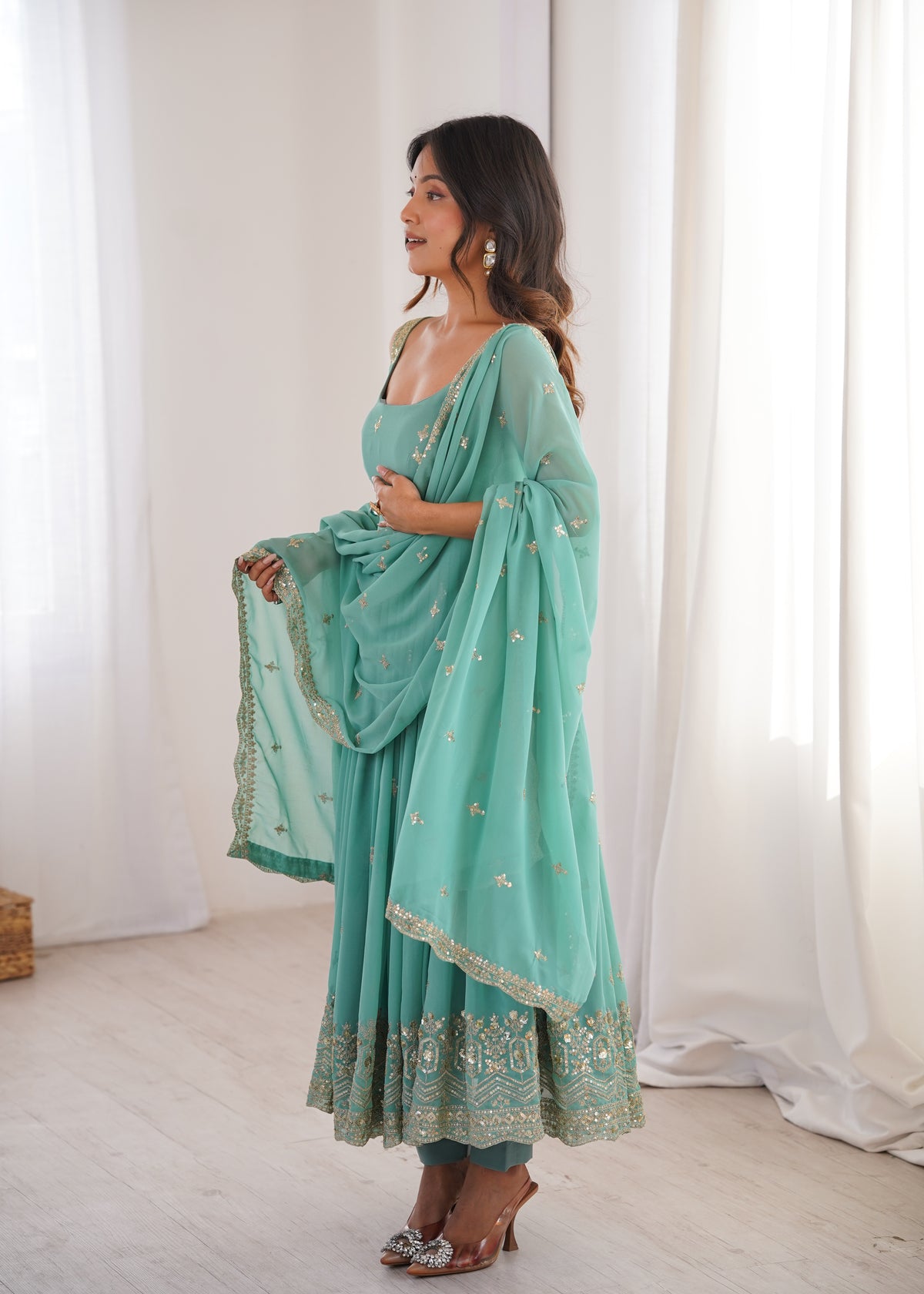 Elegant Embroidered Anarkali Set With Dupatta