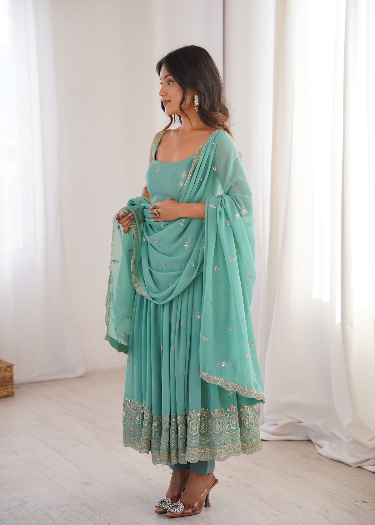Elegant Embroidered Anarkali Set With Dupatta