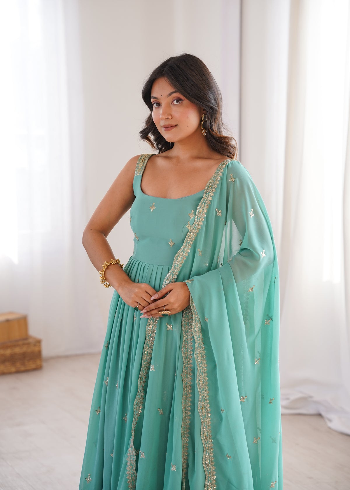 Elegant Embroidered Anarkali Set With Dupatta