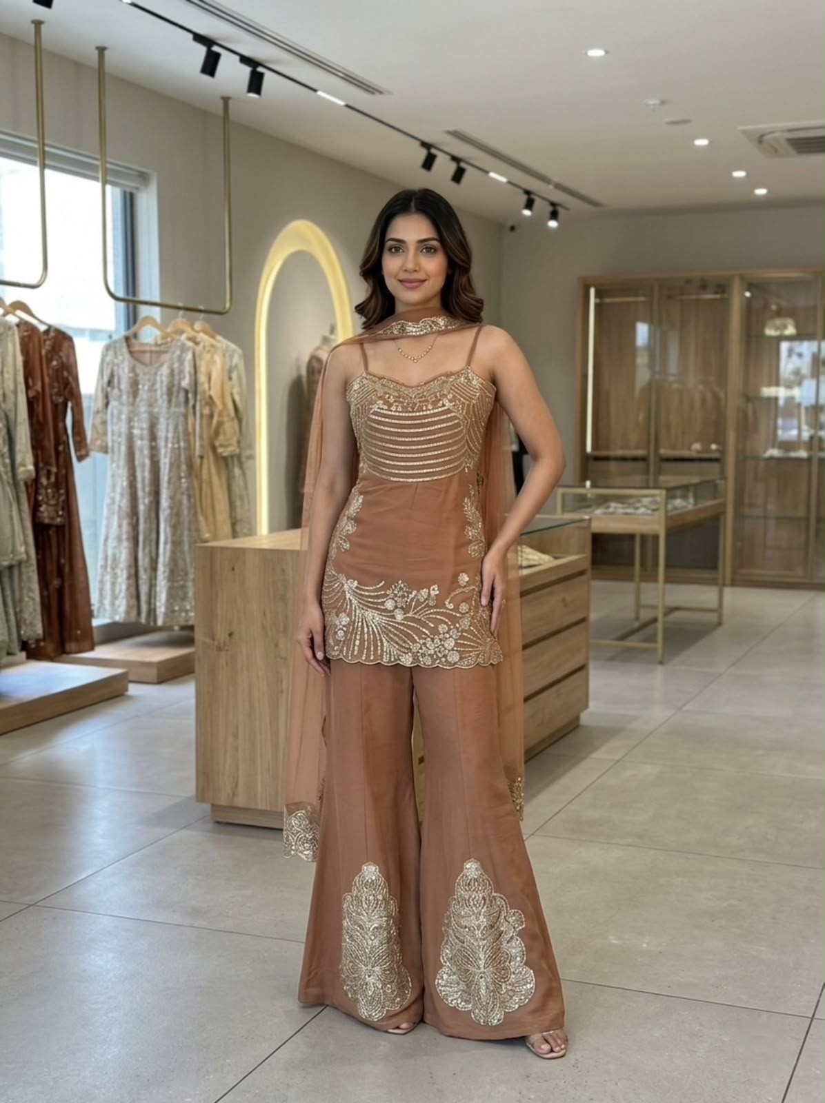 Sequence Embroidered Top Palazzo Set