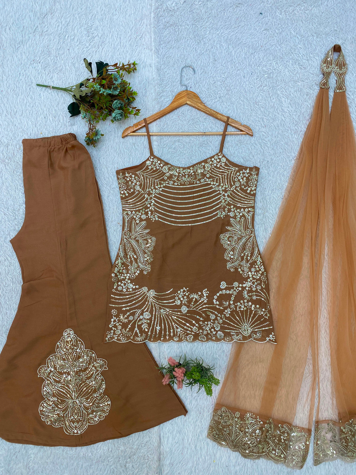 Sequence Embroidered Top Palazzo Set