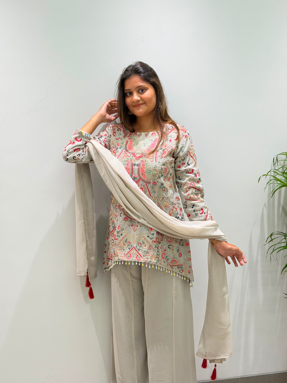 Heavy Sequence Embroidered Faux Georgette Suit
