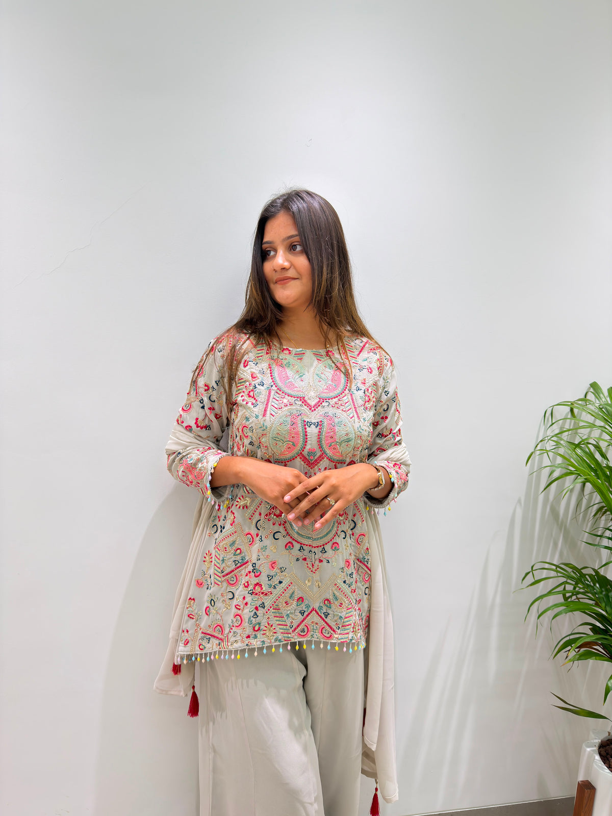 Heavy Sequence Embroidered Faux Georgette Suit