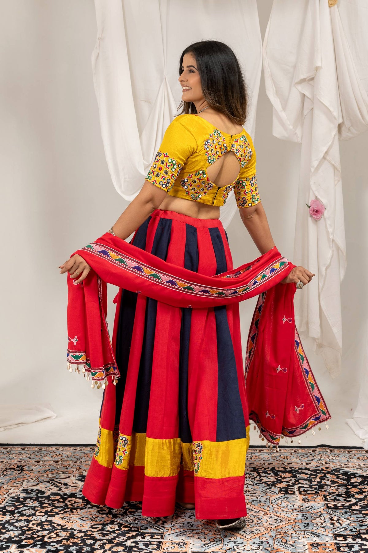 Cotton Navratri Lehenga Choli with Mirror Work Dupatta