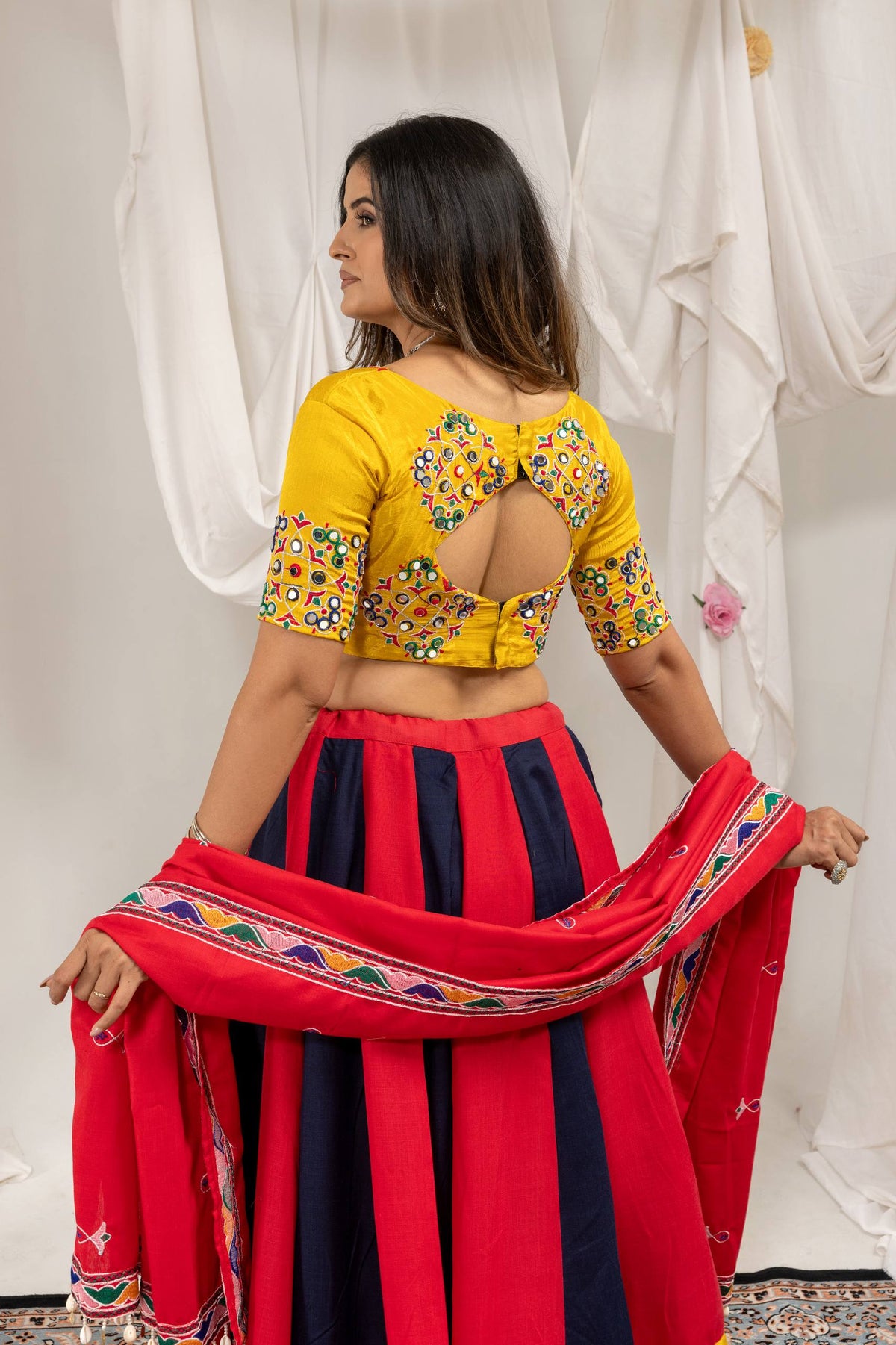 Cotton Navratri Lehenga Choli with Mirror Work Dupatta