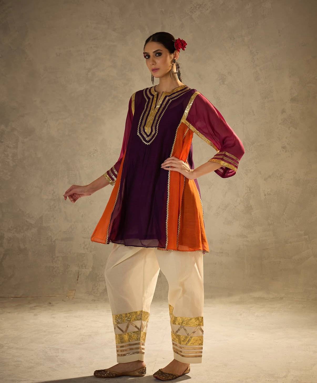 Celebrity Inspired Chinon Co-Ord Set with Gota Patti Work