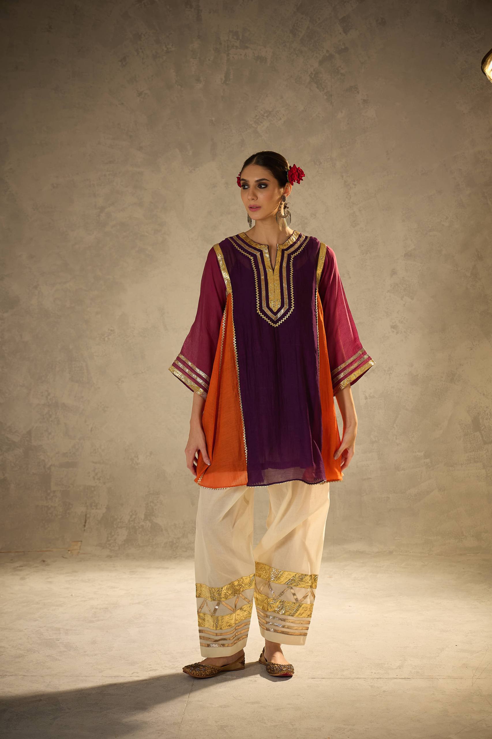 Celebrity Inspired Chinon Co-Ord Set with Gota Patti Work
