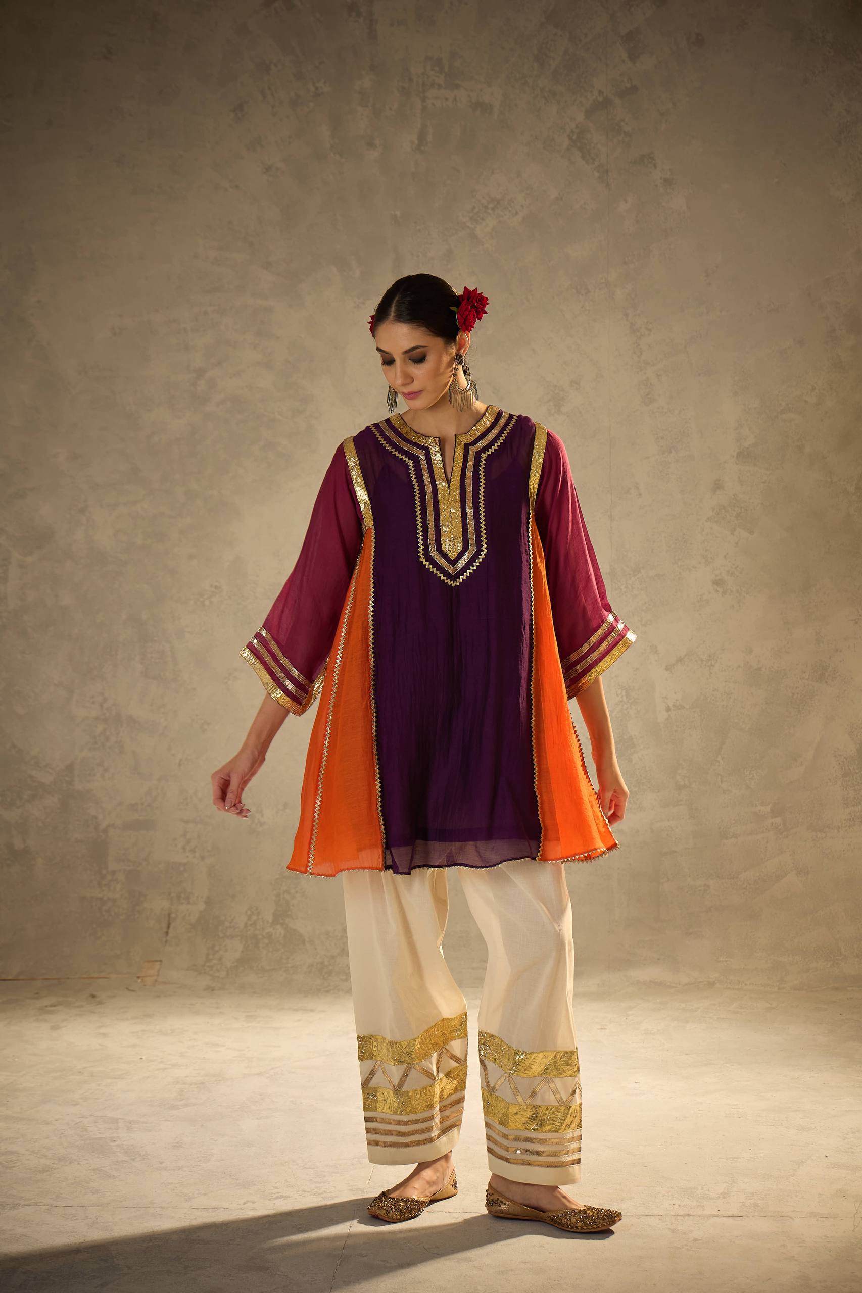 Celebrity Inspired Chinon Co-Ord Set with Gota Patti Work