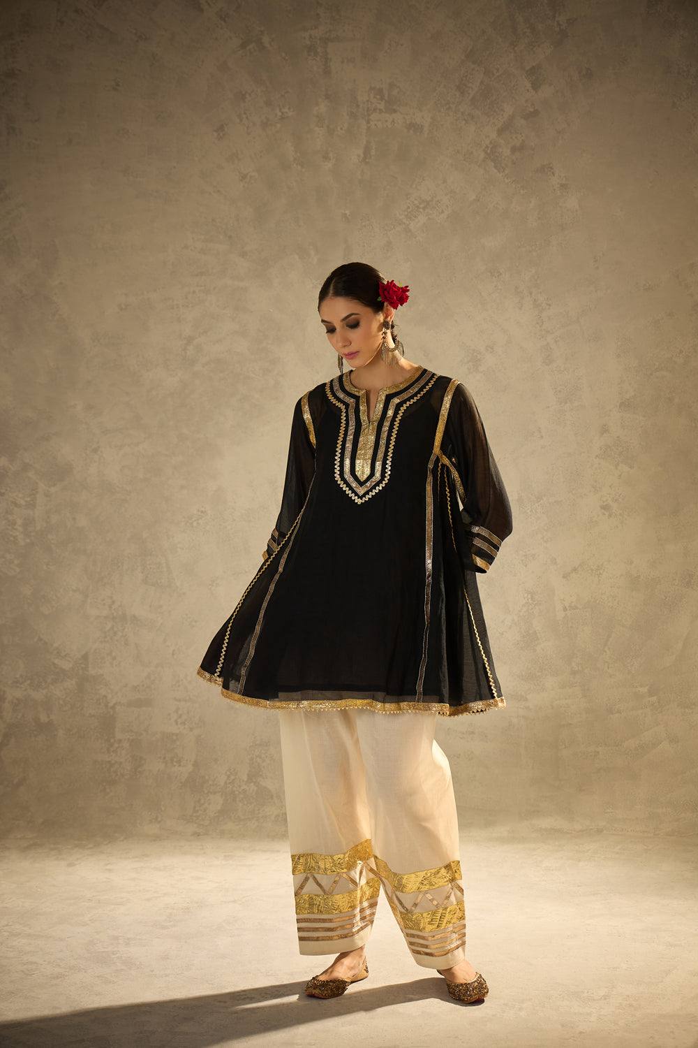 Celebrity Inspired Chinon Co-Ord Set with Gota Patti Work