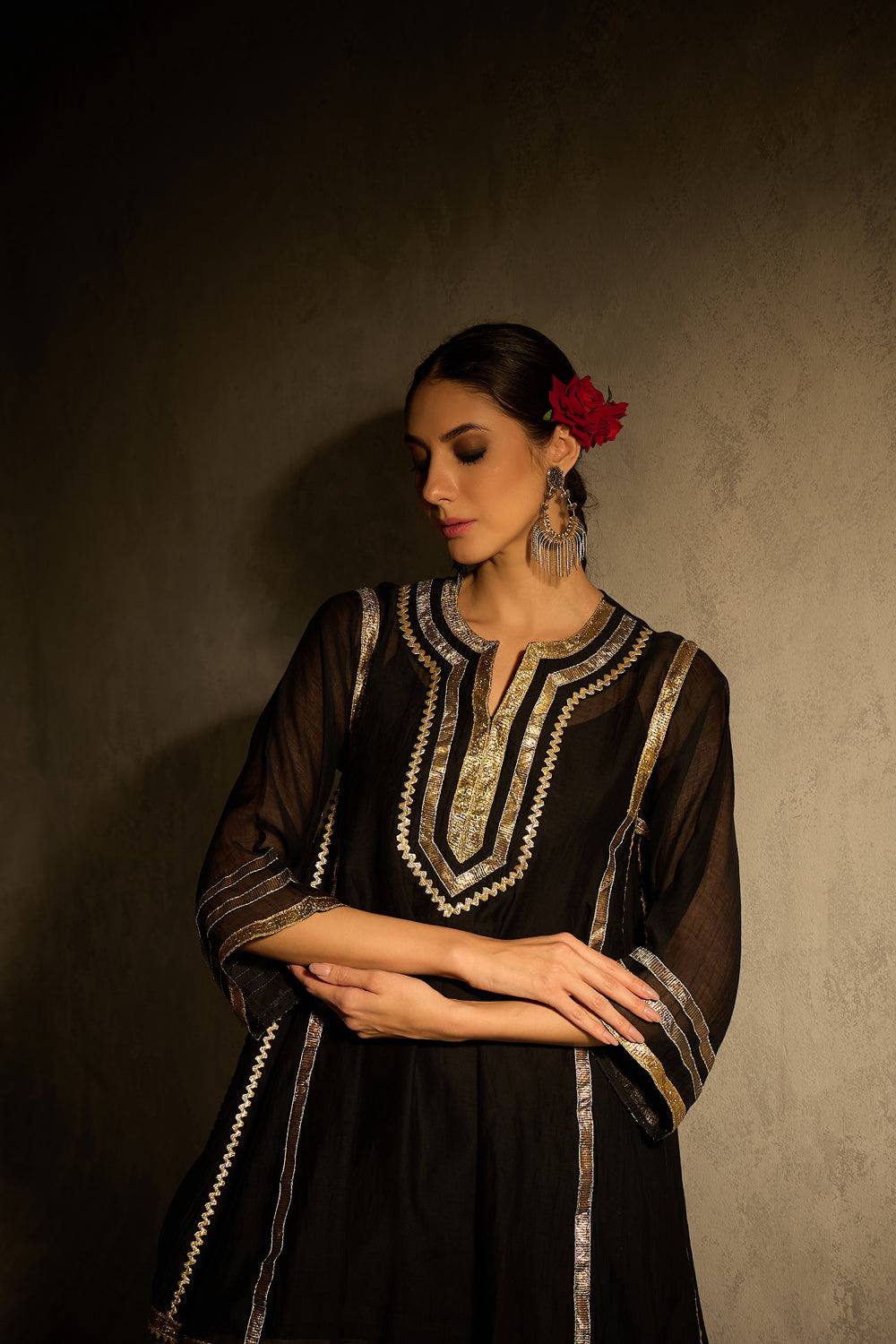 Celebrity Inspired Chinon Co-Ord Set with Gota Patti Work