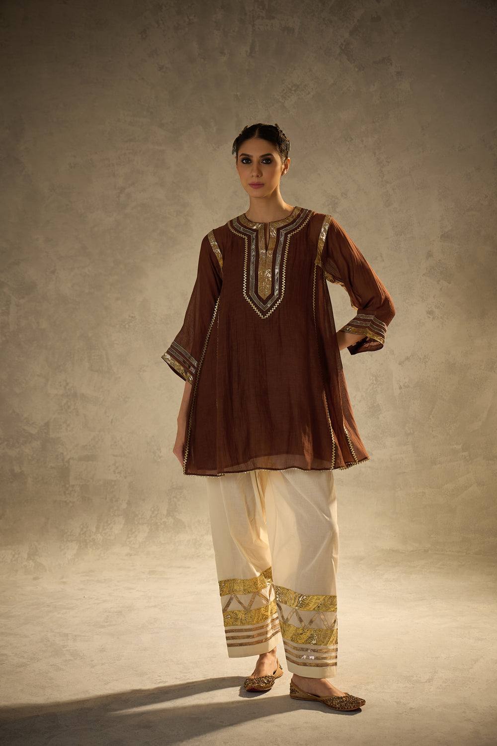 Celebrity Inspired Chinon Co-Ord Set with Gota Patti Work
