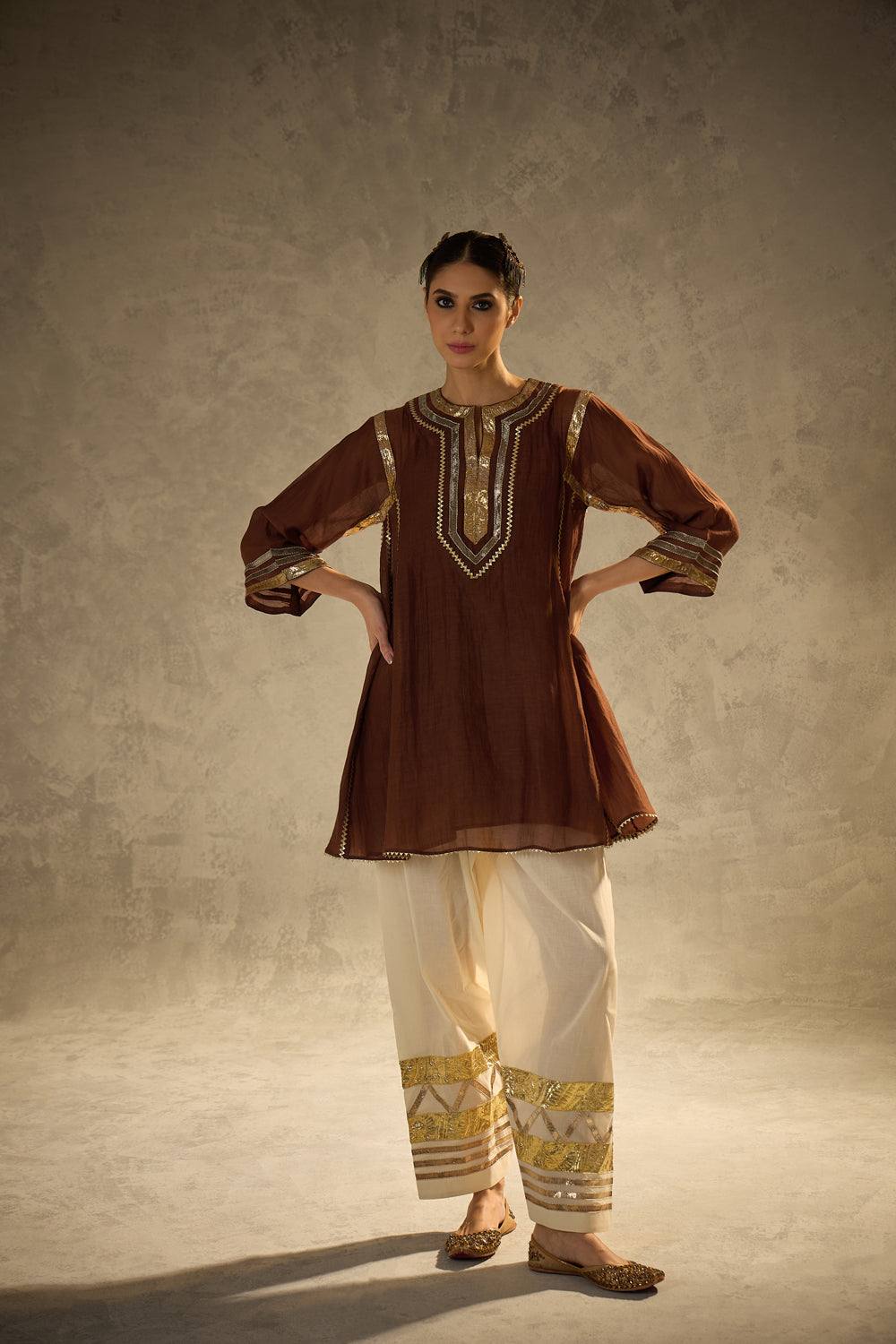 Celebrity Inspired Chinon Co-Ord Set with Gota Patti Work