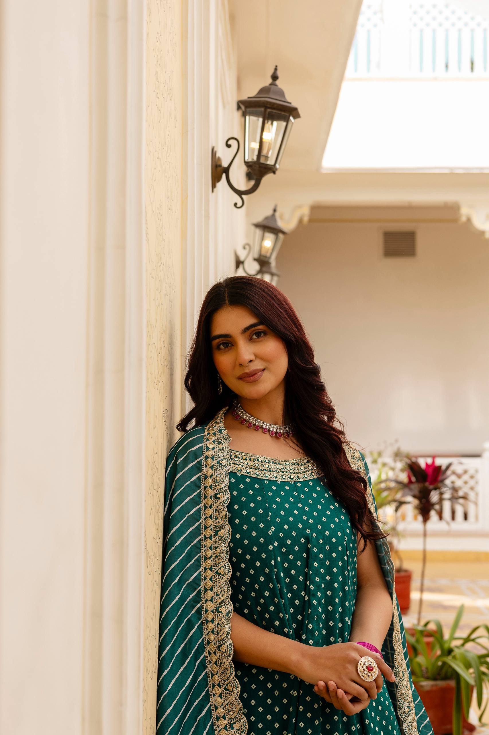 Premium Bandhani Gown with Palazzo & Leheriya Dupatta | Wedding & Festive Wear