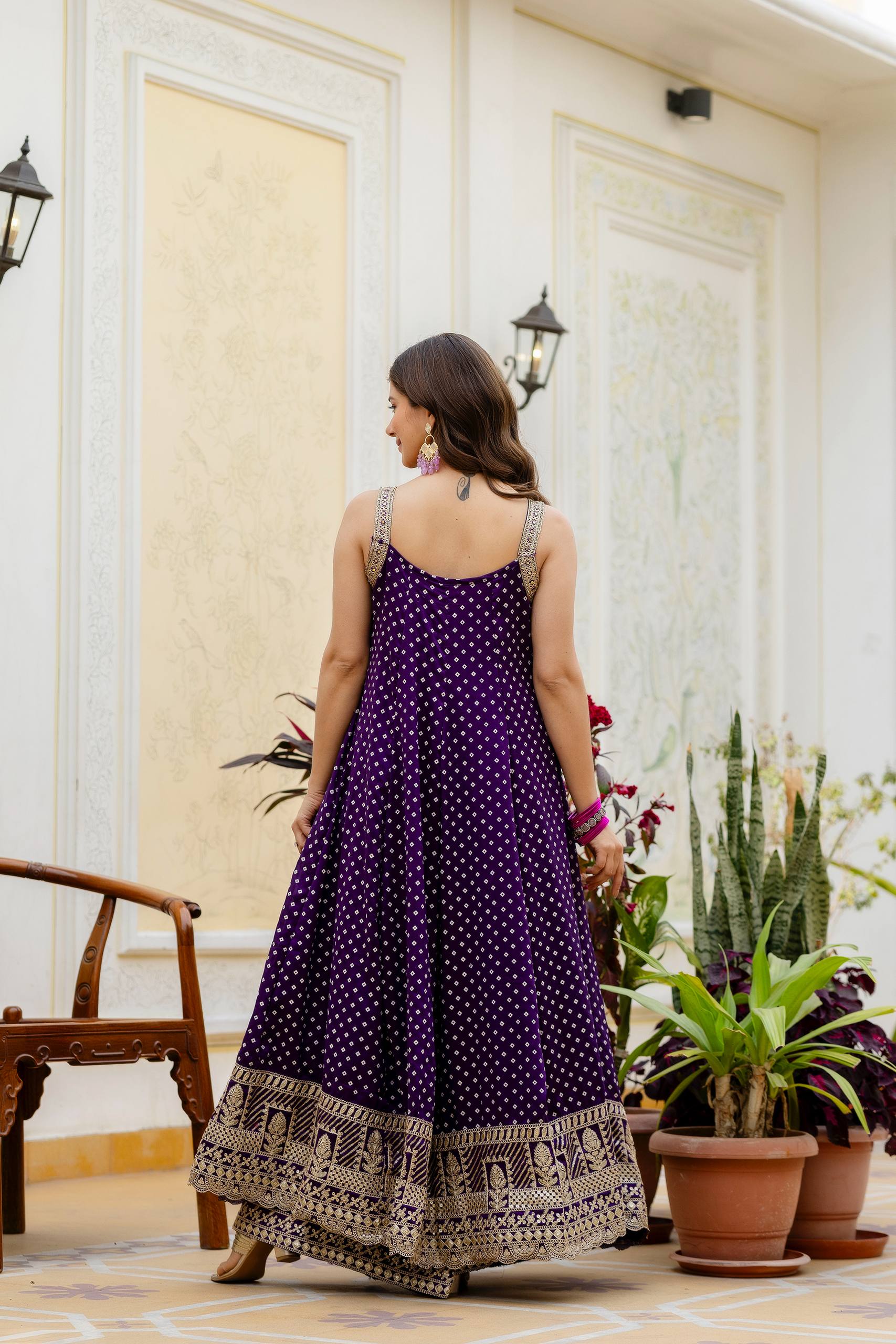 Premium Bandhani Gown with Palazzo & Leheriya Dupatta | Wedding & Festive Wear