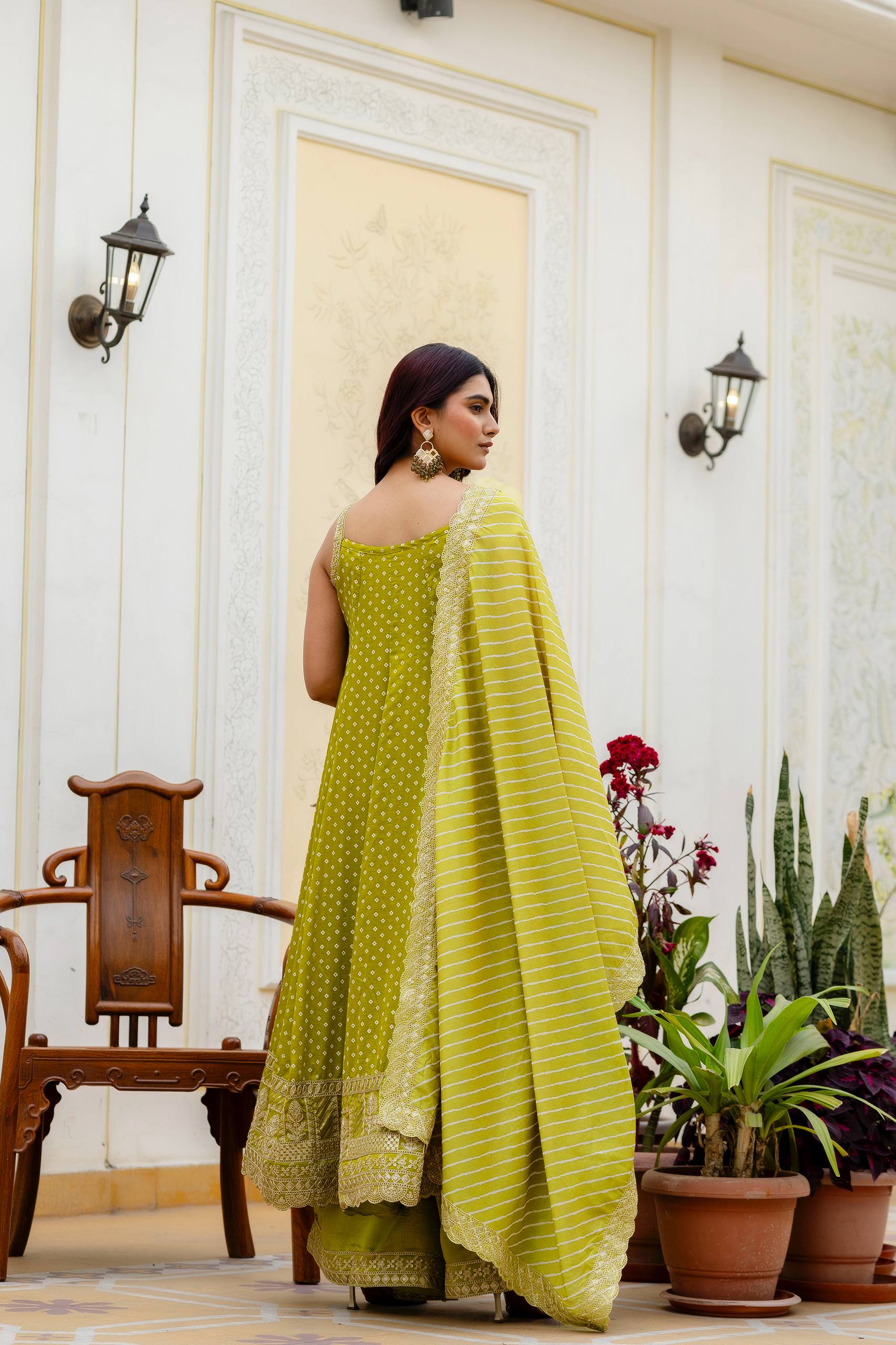 Premium Bandhani Gown with Palazzo & Leheriya Dupatta | Wedding & Festive Wear