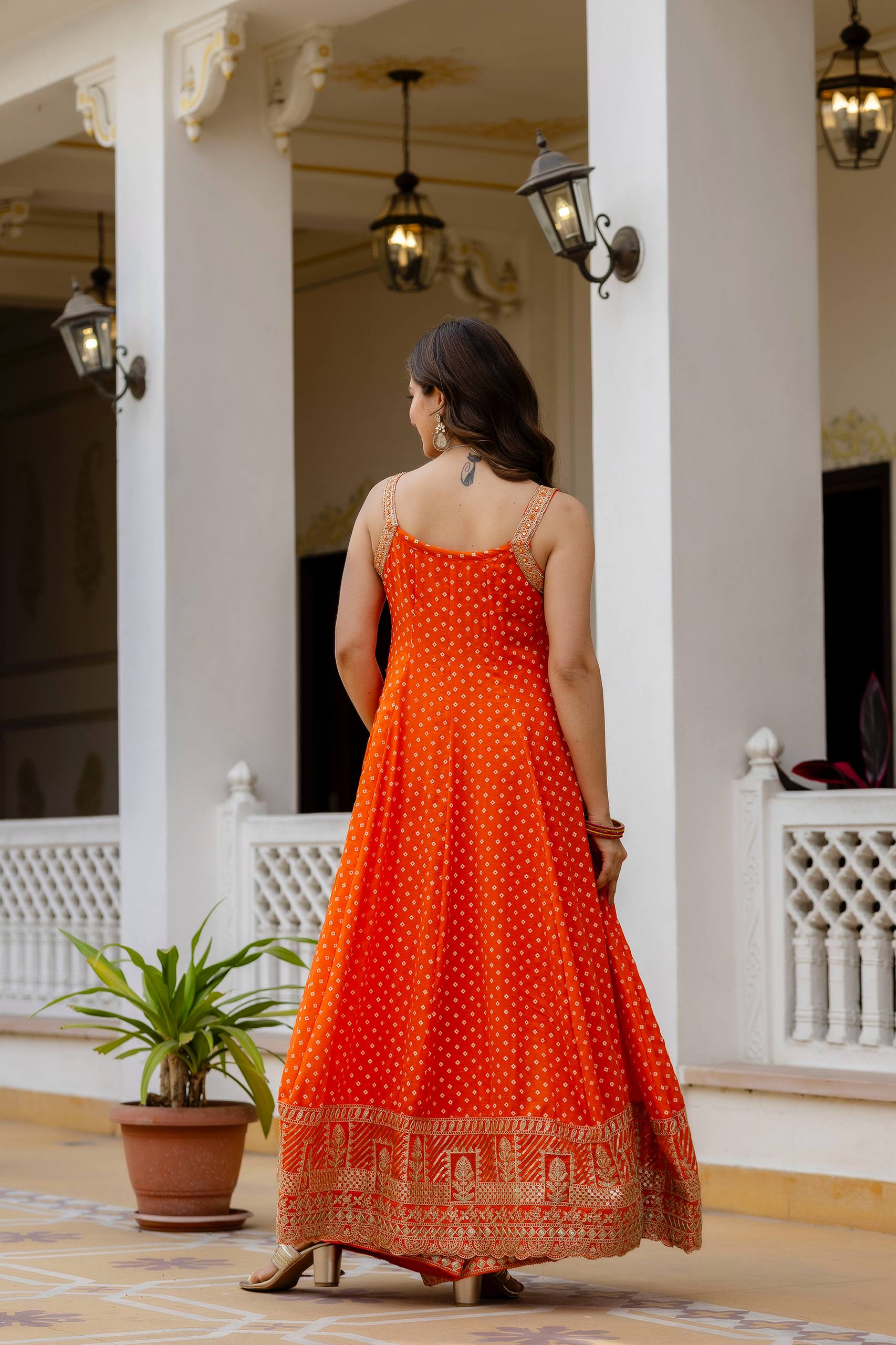 Premium Bandhani Gown with Palazzo & Leheriya Dupatta | Wedding & Festive Wear